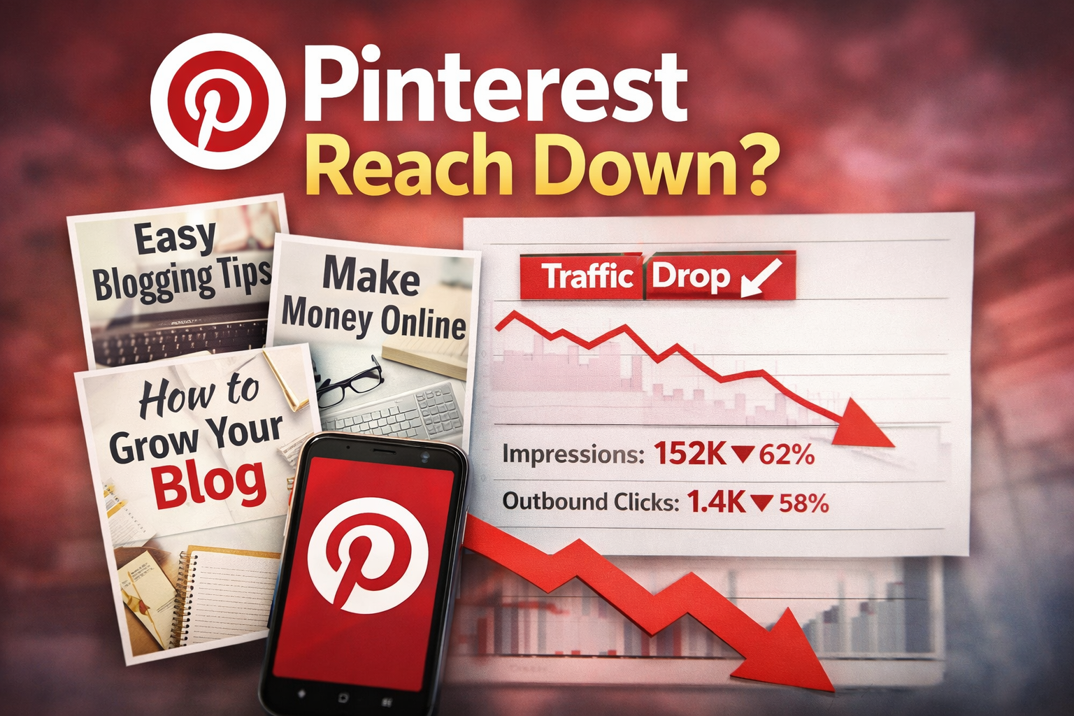 Pinterest pins stop getting reach with declining impressions and traffic analytics