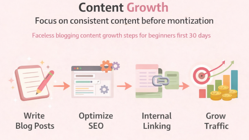 faceless blogging for beginners content growth steps for beginners first 30 days