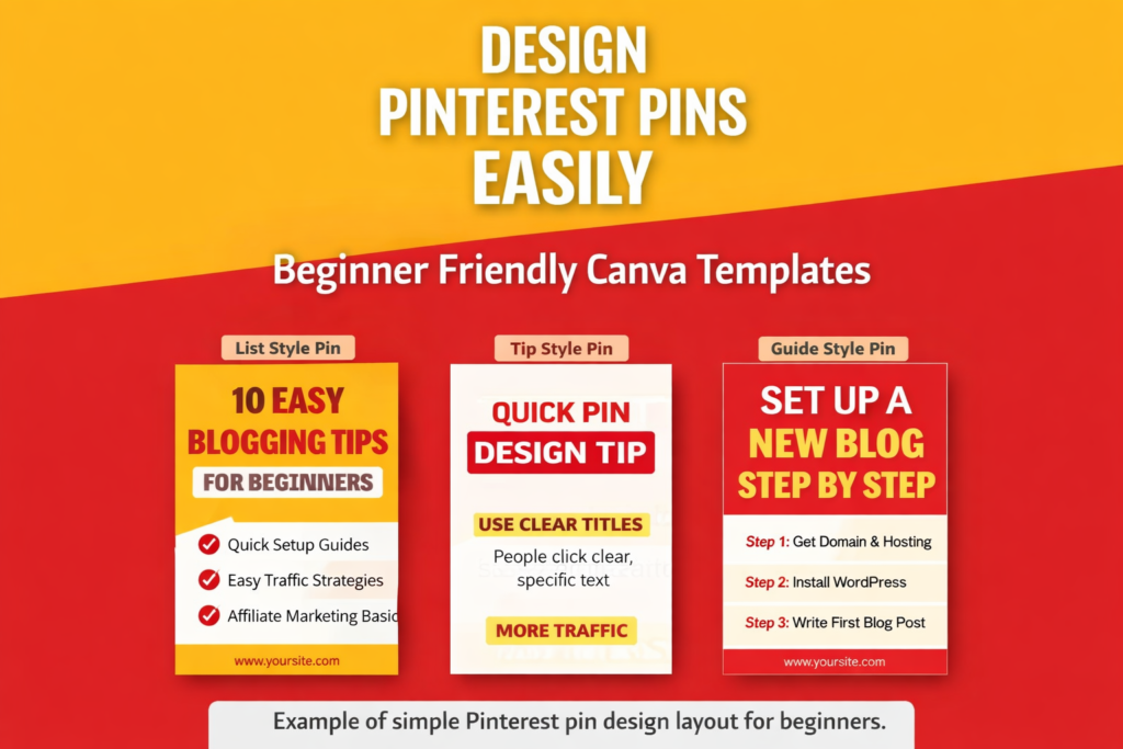 Pinterest traffic for affiliate blog pin design example using Canva template