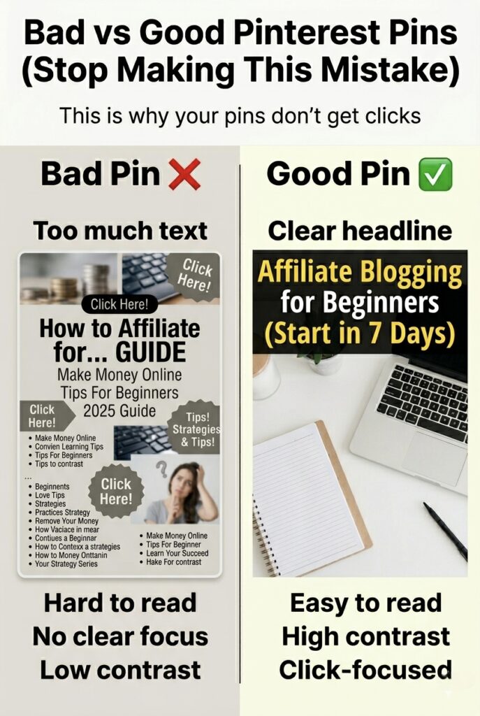 good vs bad pinterest pin design comparison