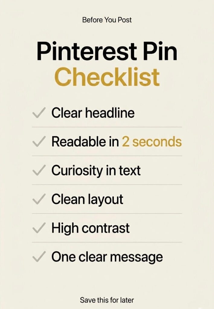 pinterest pin checklist for more clicks and saves