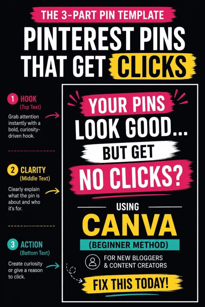 Pinterest pins that get clicks using Canva template example